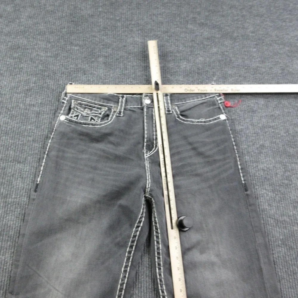 True Religion Jeans Mens 36 Black Vinny Super T Flap Wide-Leg Relaxed 37x31*